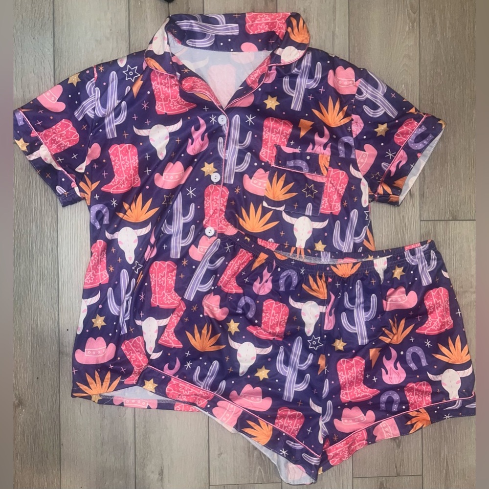 Western pink and purple pajama set
